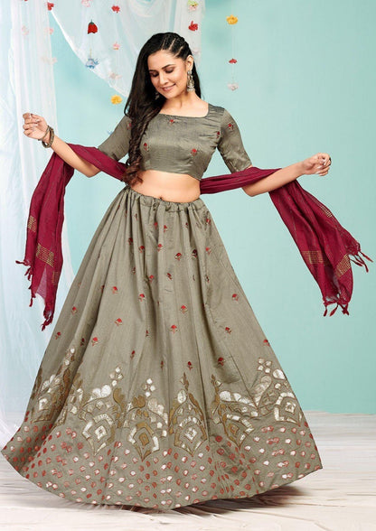 Green Colour Embroidery Designer Lehenga Choli For Wedding And Festive Season