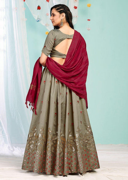 Green Colour Embroidery Designer Lehenga Choli For Wedding And Festive Season