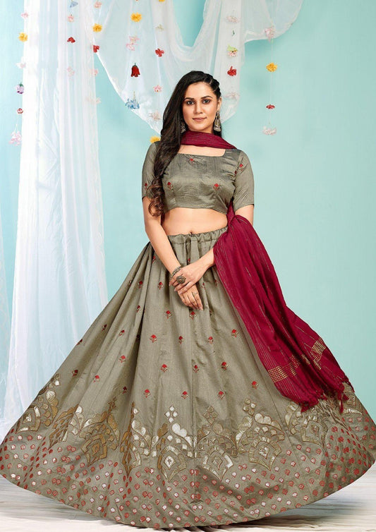 Green Colour Embroidery Designer Lehenga Choli For Wedding And Festive Season