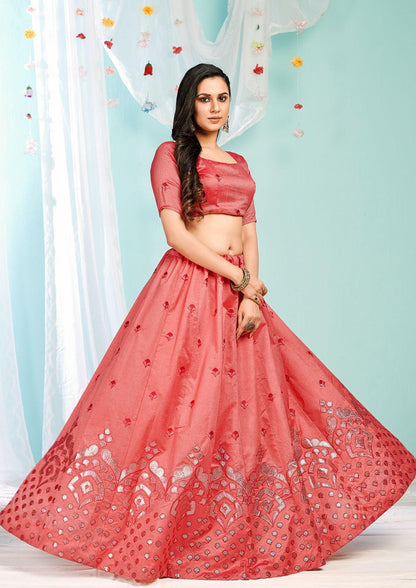 Pink Color Gottapatti Embroidery Designer Lehenga Choli For Wedding And Festive Season