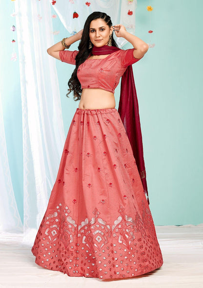 Pink Color Gottapatti Embroidery Designer Lehenga Choli For Wedding And Festive Season