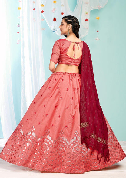 Pink Color Gottapatti Embroidery Designer Lehenga Choli For Wedding And Festive Season