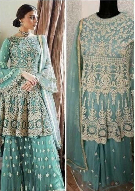 Nivantra Aasmani Sarara: Sky-Blue Elegance in Every Drape