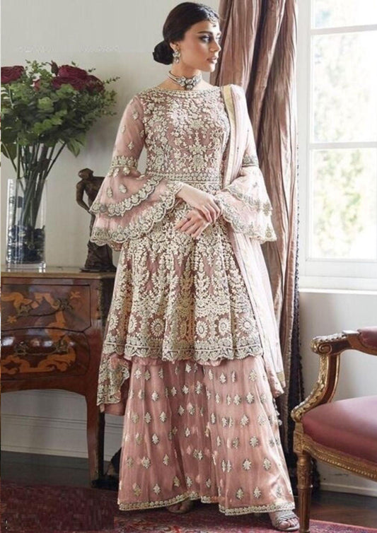 Nivantra Stylish Pink Sarara with Beautiful Design - Comfortable & Fashionable